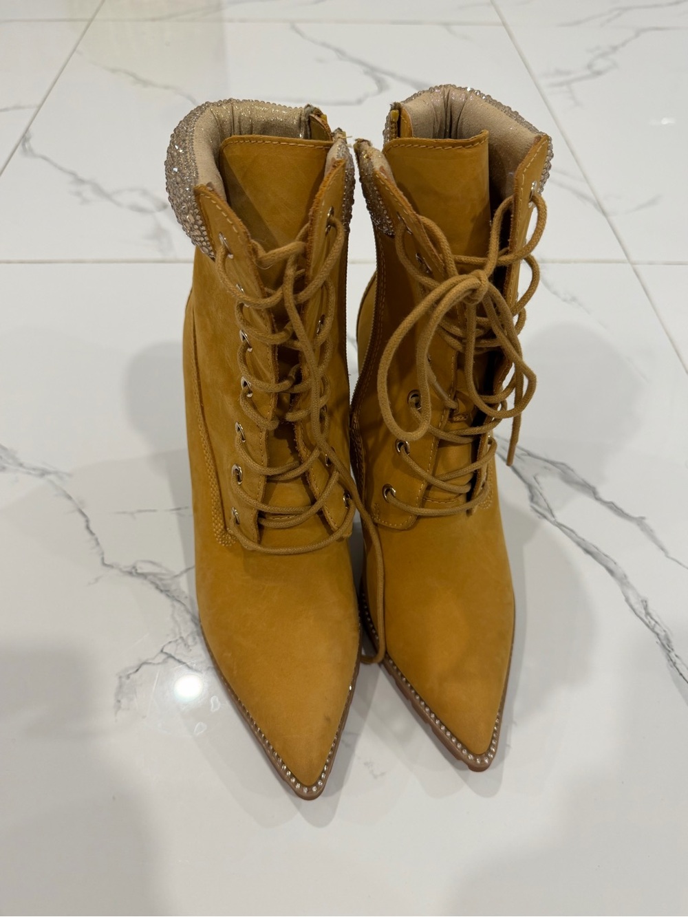 Steve Madden Embellished Lace-Up Ankle Boots 🤎✨